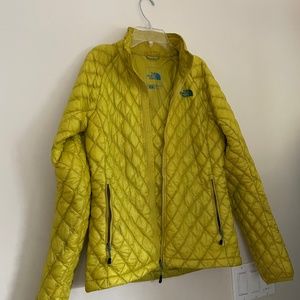 North Face bright yellow thermo puff jacket small